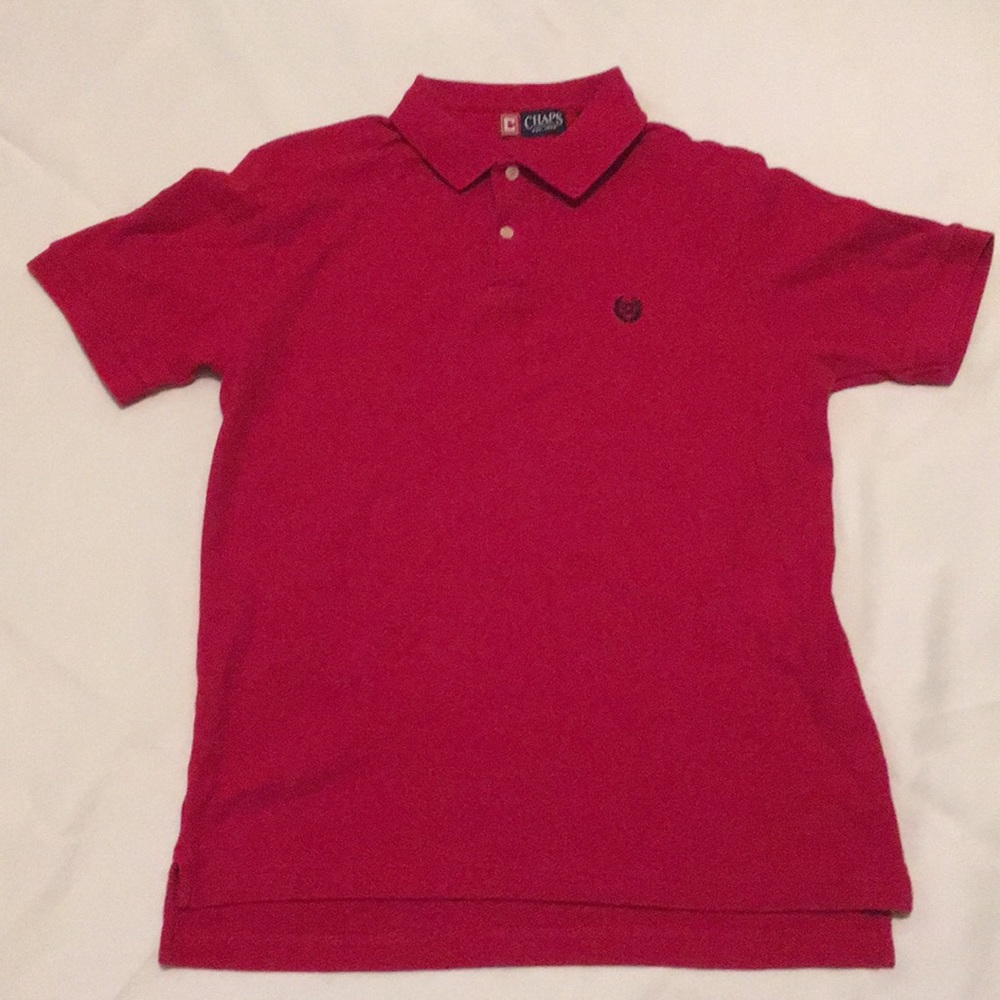 Chaps Shortsleeve Polo Shirt-Size Large-Color Red